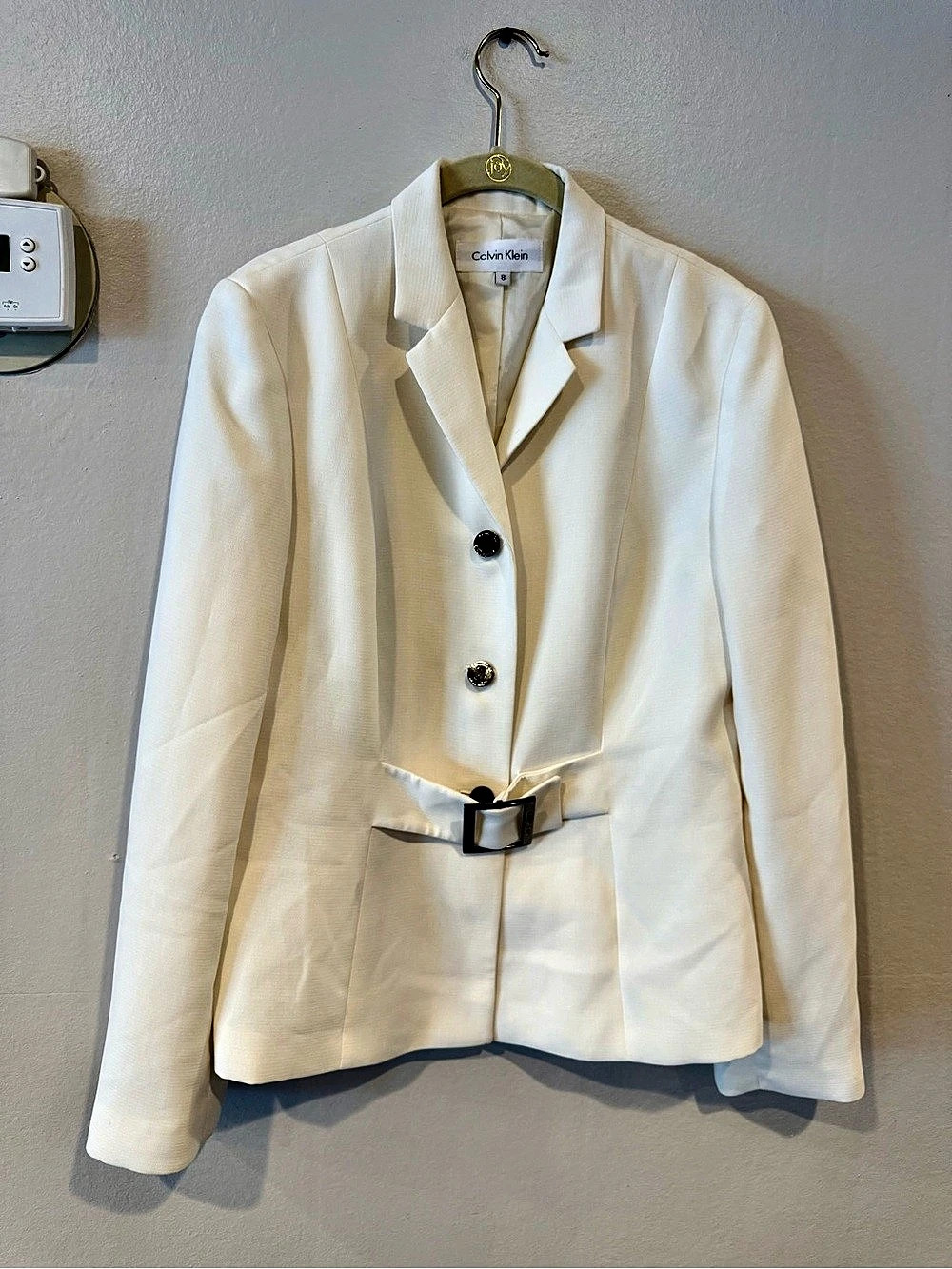 Calvin Klein Women's Belted Blazer White Size 8
